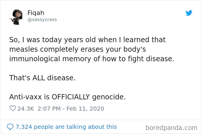 sassycrass tweets about measles completely erases body's immunological memory