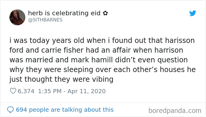 SITHBARNES tweets about Harisson Ford and Carrie Fisher