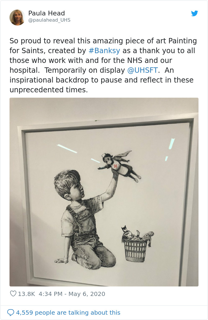 Banksy Gifts A Hospital His Newest Painting Where He Honors Healthcare Workers