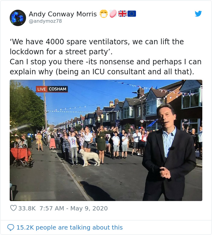 ICU Consultant Takes To Social Media To Explain The Consequences Of Lifting The Lockdown For A Street Party