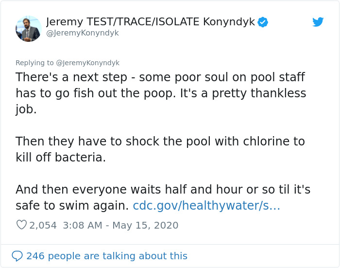 This Man Perfectly Puts The US Reopening Question In Perspective By Comparing Coronavirus To Poop In A Pool This Man Perfectly Puts The US Reopening Question In Perspective By Comparing Coronavirus To Poop In A Pool