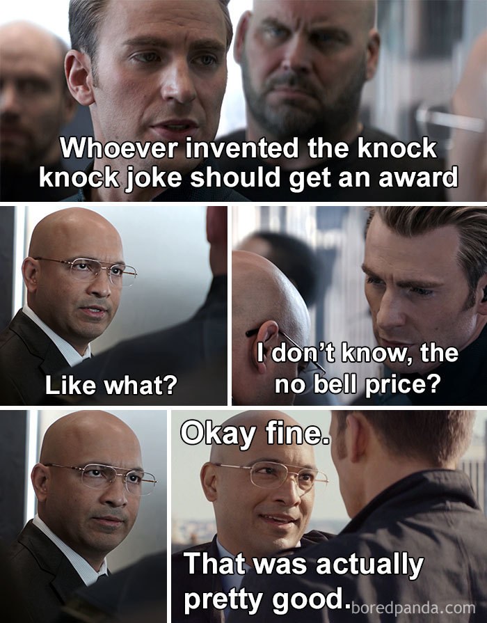 Captain America Telling Knock Knock Dad Jokes