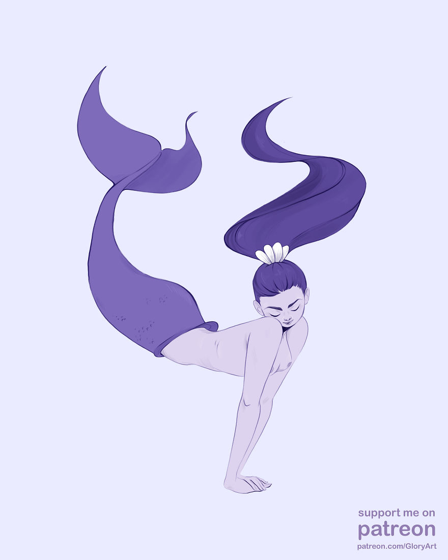 I Practiced My Art Skills By Drawing Semi-Naked Mermaids With Limited Color Palette. I Practiced My Art Skills By Drawing Semi-Naked Mermaids With Limited Color Palette.