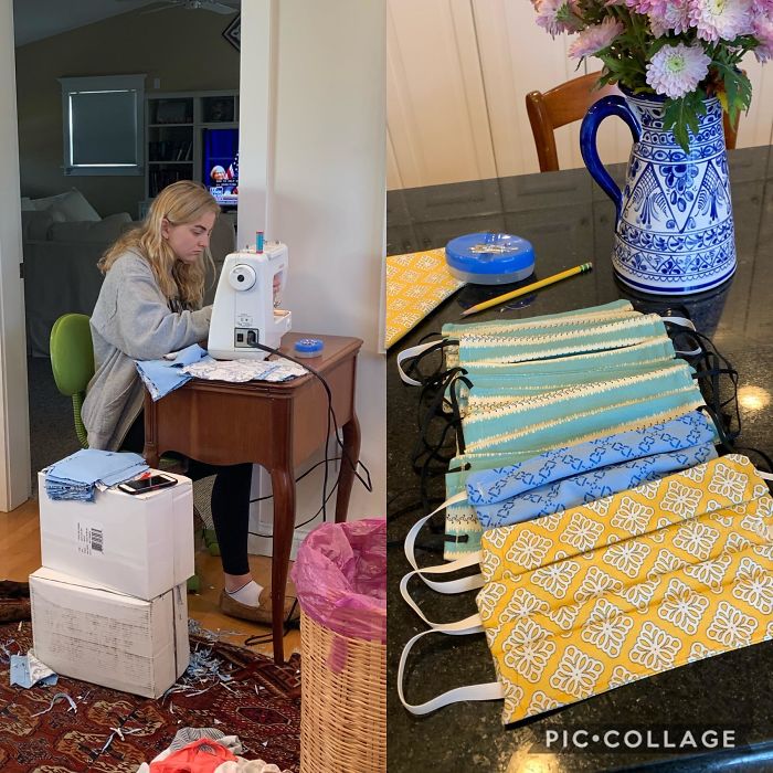 My Little Sister Learned To Sew So She Could Make Face Masks After A Hospital Made A Post Asking For Them