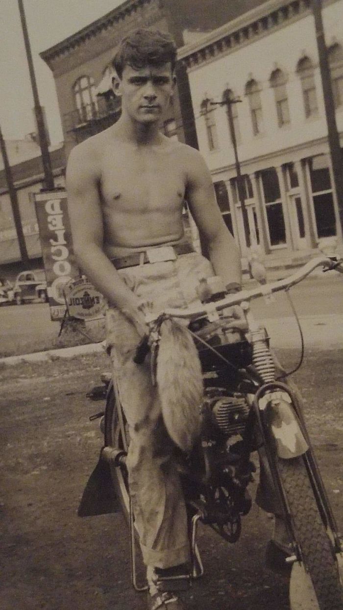 My 14 Year Old Grandfather Riding His New Bike In 1949 Dayton, Ohio