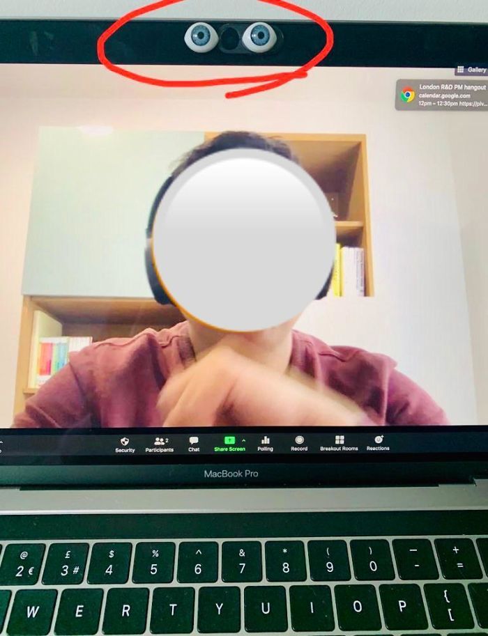 I Put On Doll Eyes On My Laptop To Help Create “Eye Contact” By Looking At The Camera