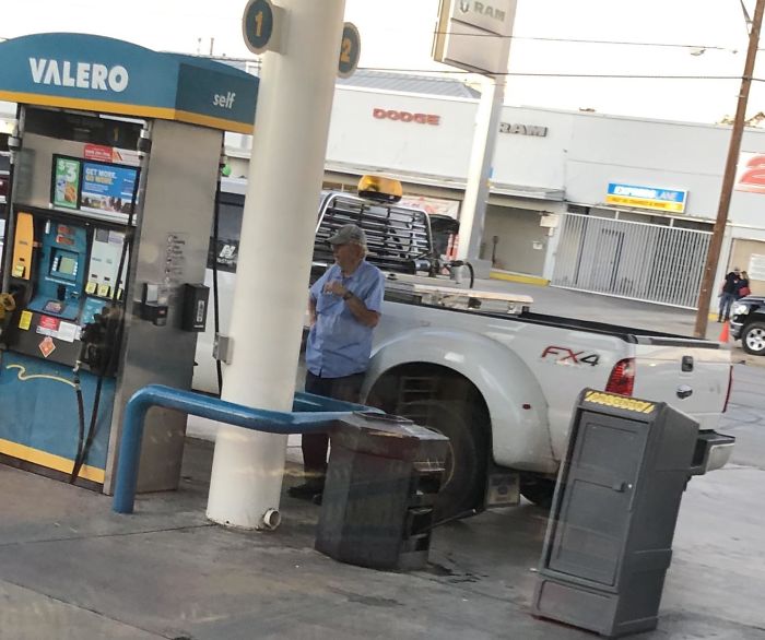 Old Man Smoking While Pumping Gas. When The Attendant Told Him He Couldn’t Smoke While Pumping Gas, He Replied “It’s Diesel, Not Gas”