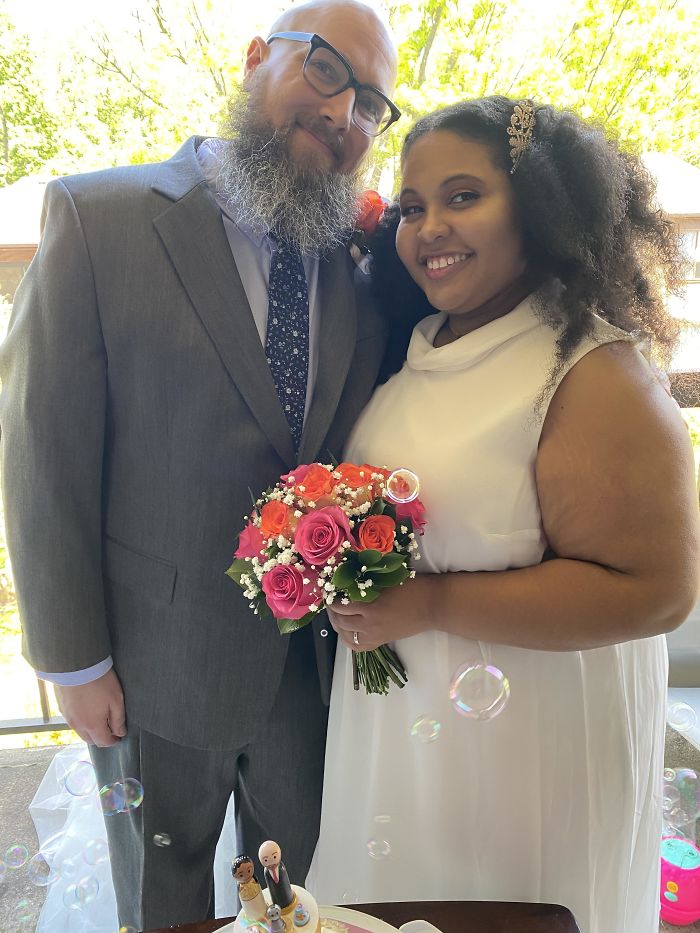 We Got Married On Our Balcony Yesterday, Original Date. Guests Joined Via Zoom And Facebook. Neighbors Joined From Their Balconies