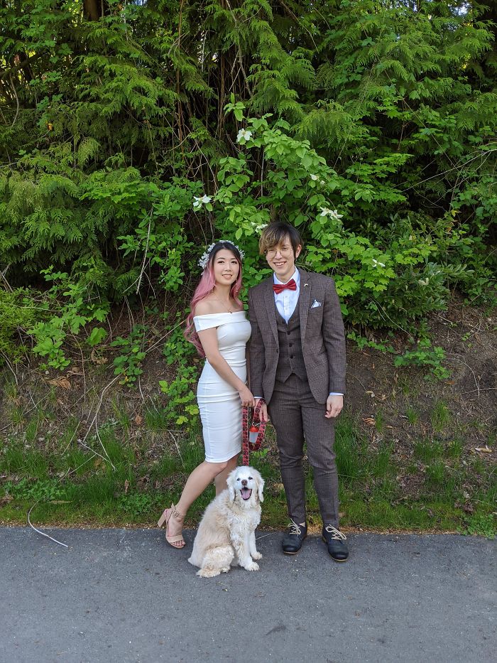 We Had A Small Ceremony At A Park With Only Our Immediate Family At A Safe Distance And Our Family Dog