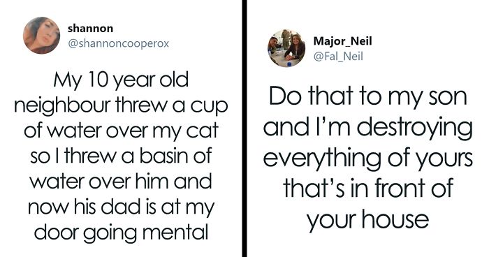 Kid Pours Water Over Woman’s Cat So She Teaches Him A Lesson By Pouring A Basin Of Water On Him