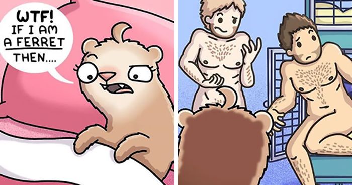 Siberian Artist Makes Adorable Comics About Everyday Life With Her Two Ferrets (30 Pics)