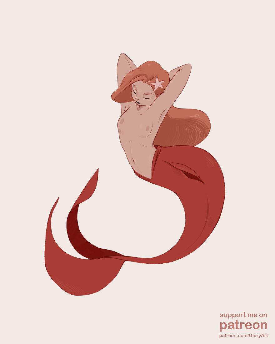 I Practiced My Art Skills By Drawing Semi-Naked Mermaids With Limited Color Palette. I Practiced My Art Skills By Drawing Semi-Naked Mermaids With Limited Color Palette.