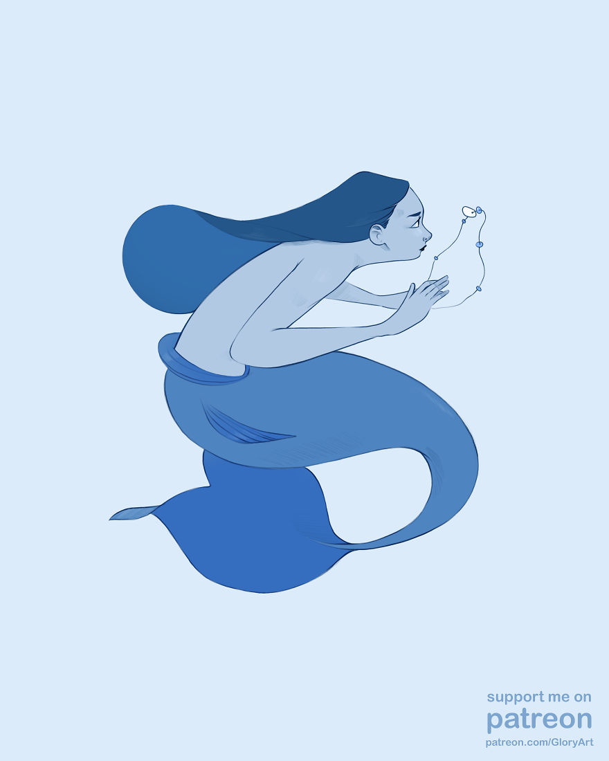 I Practiced My Art Skills By Drawing Semi-Naked Mermaids With Limited Color Palette. I Practiced My Art Skills By Drawing Semi-Naked Mermaids With Limited Color Palette.