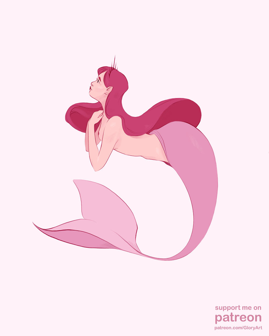 I Practiced My Art Skills By Drawing Semi-Naked Mermaids With Limited Color Palette. I Practiced My Art Skills By Drawing Semi-Naked Mermaids With Limited Color Palette.