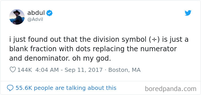 Abdvil tweets about division symbol