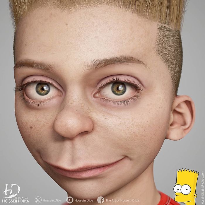Artist Comes Up With Cursed Imagery As He Tries Realistically Recreating 'The Simpsons' Characters Artist Comes Up With Cursed Imagery As He Tries Realistically Recreating 'The Simpsons' Characters