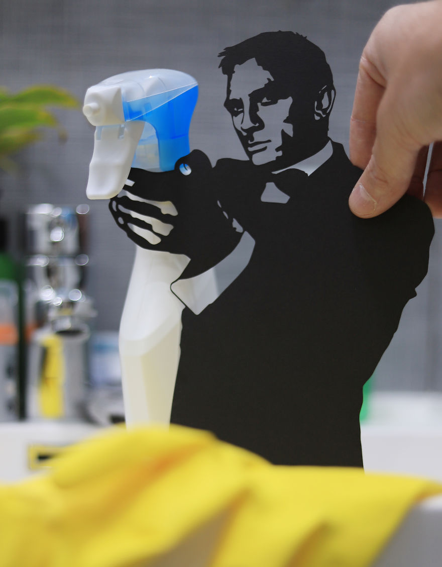 James Bond Helping With The Cleaning