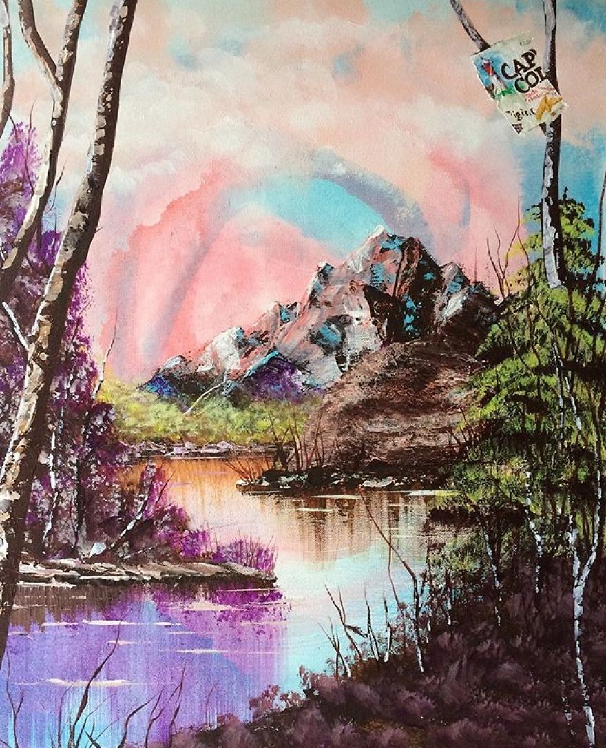 I Spent Quarantine Painting Intricate Pieces Of Litter Into My Traditional Nature Landscapes.