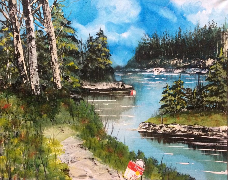 I Spent Quarantine Painting Intricate Pieces Of Litter Into My Traditional Nature Landscapes.