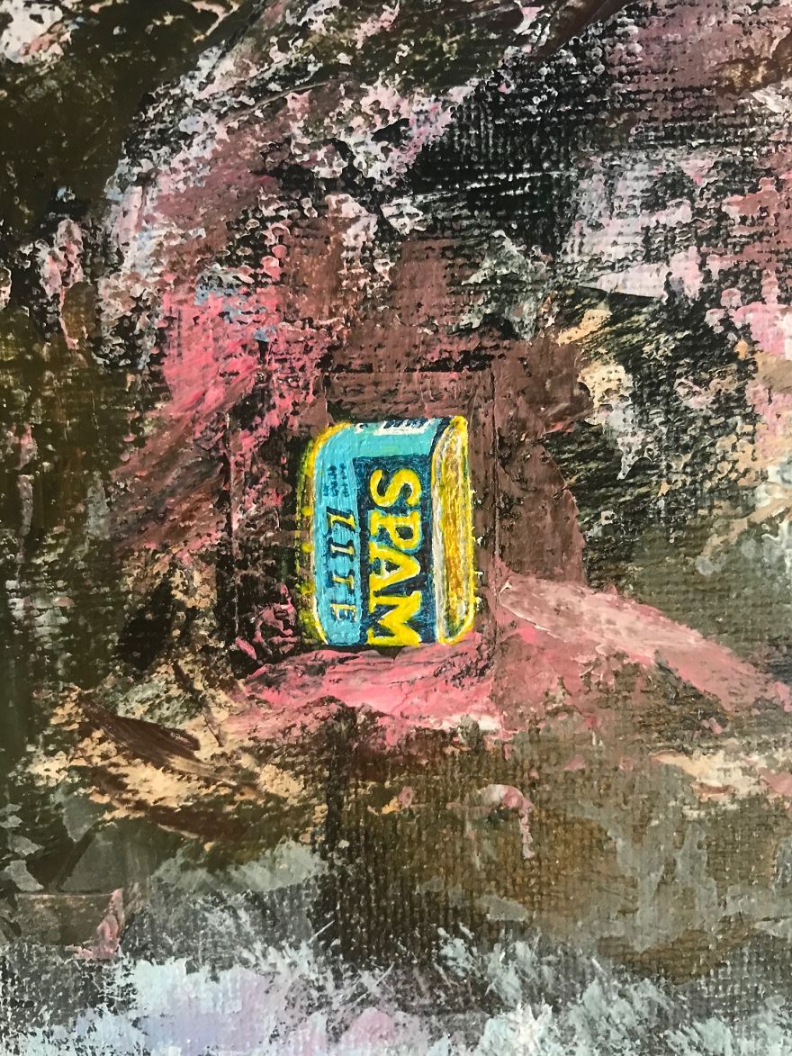 I Spent Quarantine Painting Intricate Pieces Of Litter Into My Traditional Nature Landscapes.