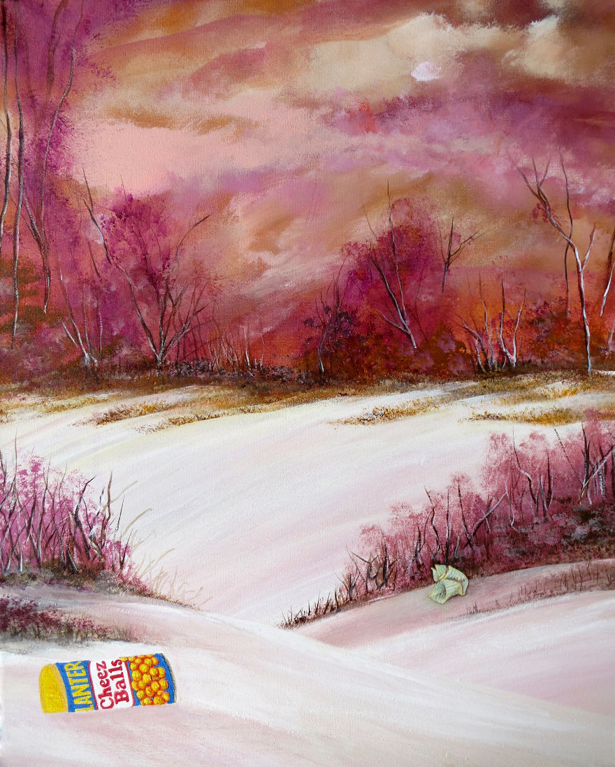 I Spent Quarantine Painting Intricate Pieces Of Litter Into My Traditional Nature Landscapes. I Spent Quarantine Painting Intricate Pieces Of Litter Into My Traditional Nature Landscapes.