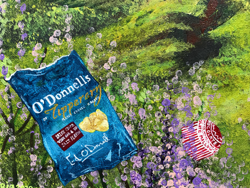 I Spent Quarantine Painting Intricate Pieces Of Litter Into My Traditional Nature Landscapes. I Spent Quarantine Painting Intricate Pieces Of Litter Into My Traditional Nature Landscapes.