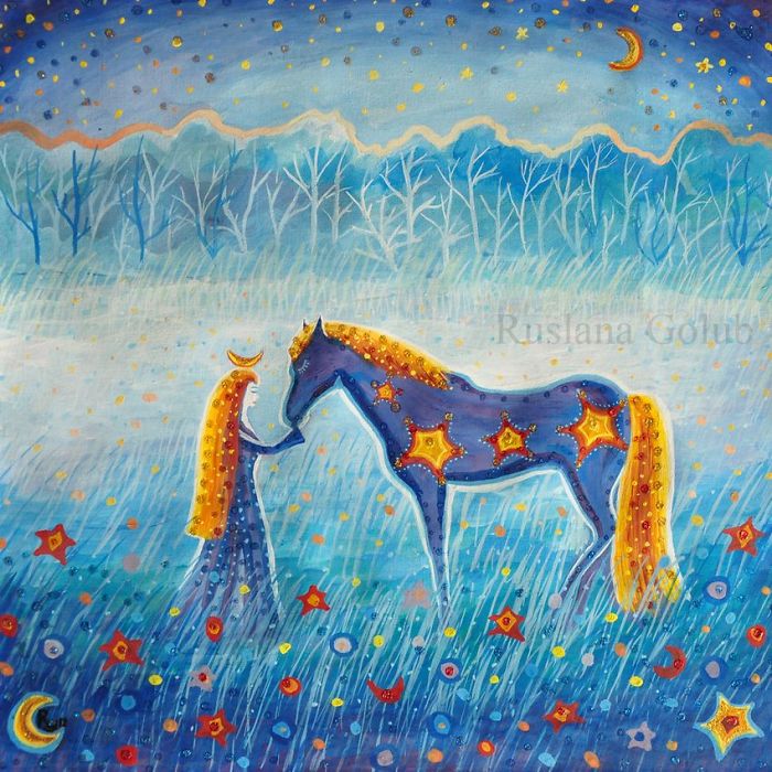 Moon, Stars, Horses, Redhead Maidens And Magical Creatures In Ruslana Golub's Artworks Moon, Stars, Horses, Redhead Maidens And Magical Creatures In Ruslana Golub's Artworks