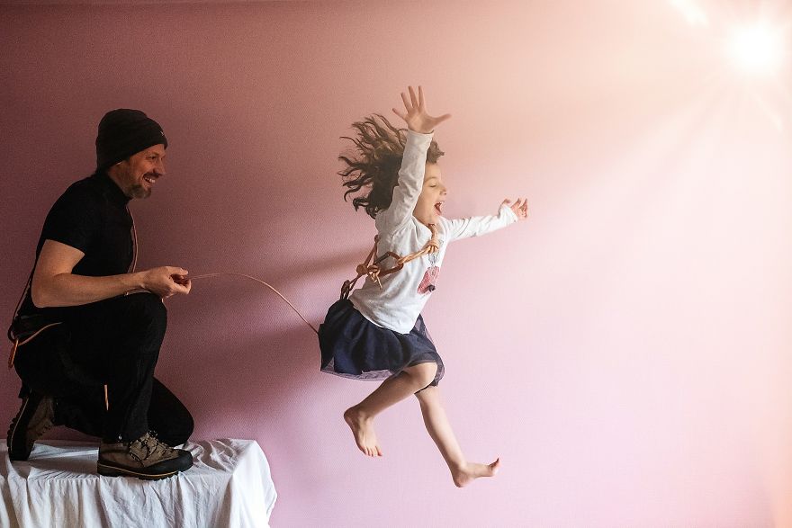 My Daughter And I Take Fun Travel Photos In Lockdown, We Are On Day 36 Of Our Mountain Adventure At Home 