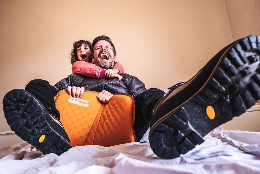 My Daughter And I Take Fun Travel Photos In Lockdown, We Are On Day 36 Of Our Mountain Adventure At Home 