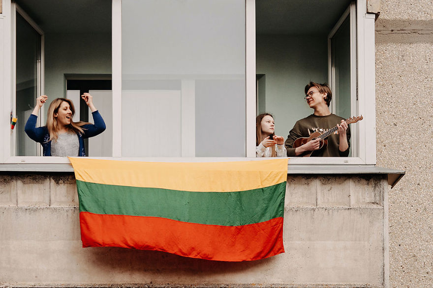 Kaunas' Courtyards Transform Into Stages As Various Artists Perform For Quarantined People