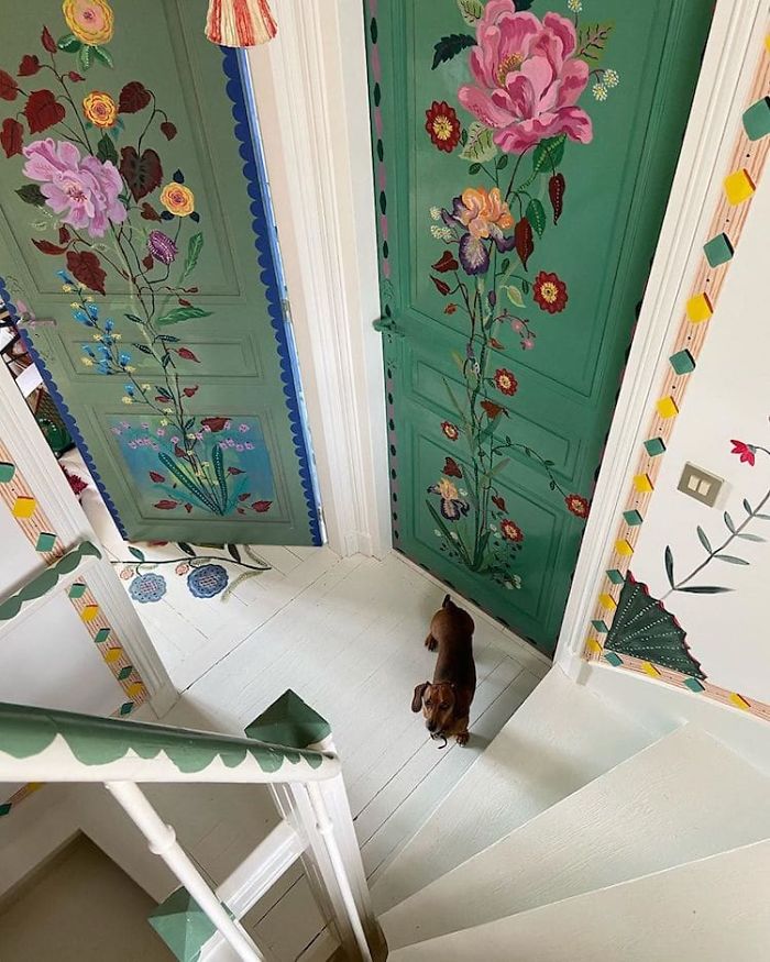 Artist Stuck In Quarantine Unleashes Her Creativity On Her House And Paints All Over The Walls