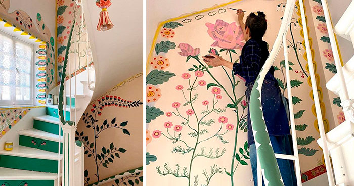 Artist Stuck In Quarantine Unleashes Her Creativity On Her House And Paints All Over The Walls