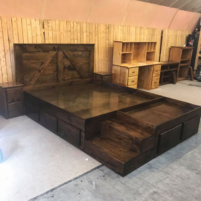 This Company Makes Custom Wooden Bed Frames With Built-In Pet Beds