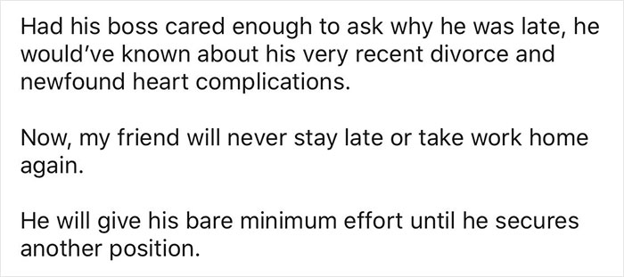 Boss Yells At Employee For Being Late Without Even Asking For A Reason, Ends Up Losing A Loyal Employee Due To His Poor Leadership Boss Yells At Employee For Being Late Without Even Asking For A Reason, Ends Up Losing A Loyal Employee Due To His Poor Leadership