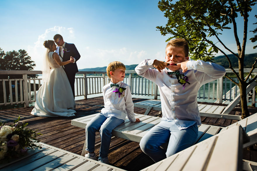 These Boys Entertaining Themselves Through Wedding Portraits