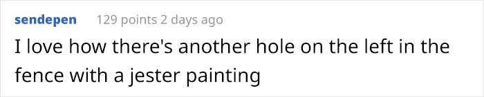 This Bulldog Loves Watching The Street Through A Hole, So His Owners Paint 2 Costumes On The Fence