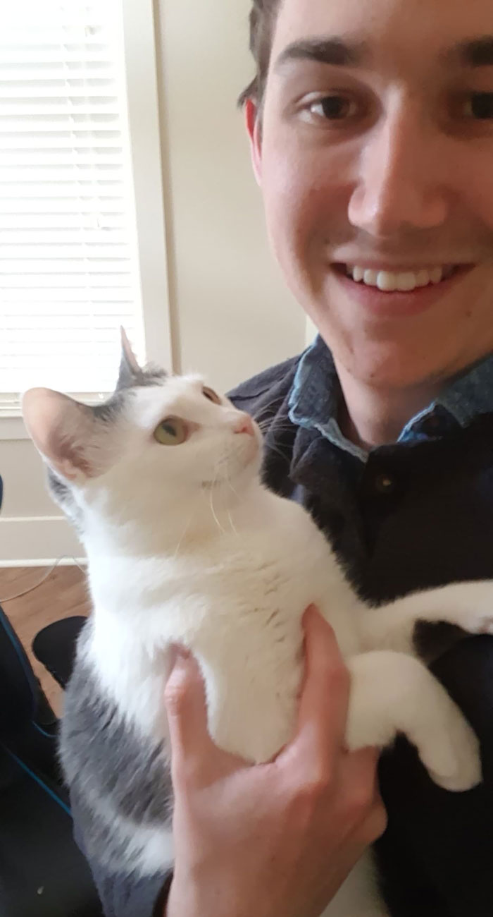 Every Day After Work My Cat Waits To Be Picked Up And Then Just Smiles At Me