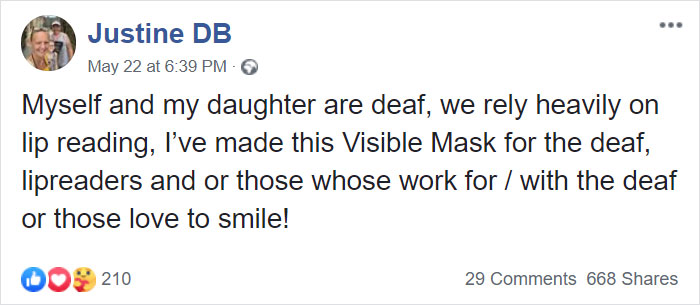 Deaf Mom Creates Clear Masks For Lip Reading, Quickly Learns It's Useful For People From Various Backgrounds