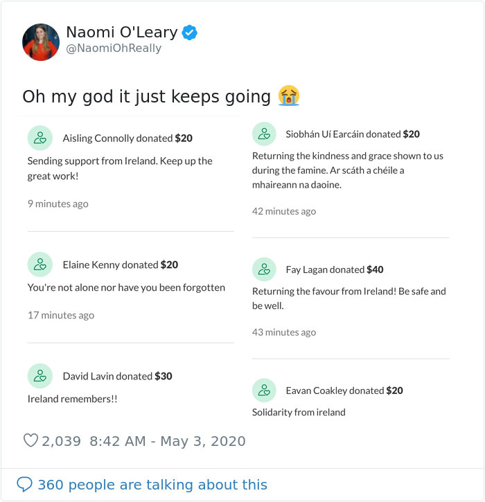 Native Americans Send Ireland $170 As 1845 Famine Aid, Ireland Gives Back By Fueling $2.9M COVID-19 Relief Fund In 2020 Native Americans Send Ireland $170 As 1845 Famine Aid, Ireland Gives Back By Fueling $2.9M COVID-19 Relief Fund In 2020