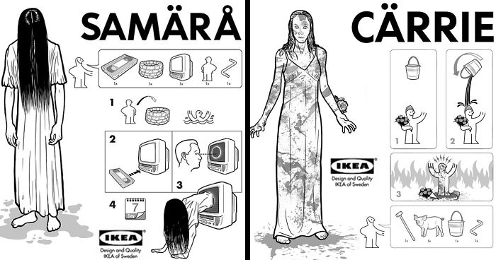 Illustrator Creates IKEA Instructions On How To Make Horror Movie Characters (26 Pics)