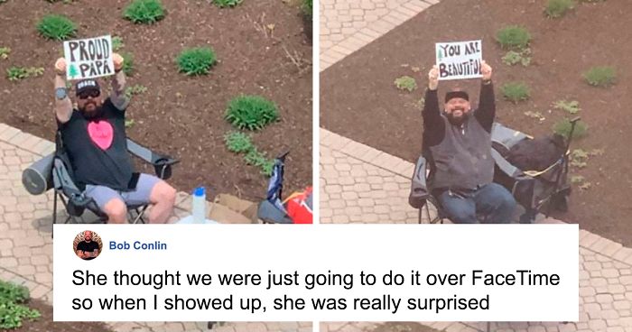 Husband Sets Up Weekly Date Nights Outside Hospital Window As His Wife Waits To Give Birth