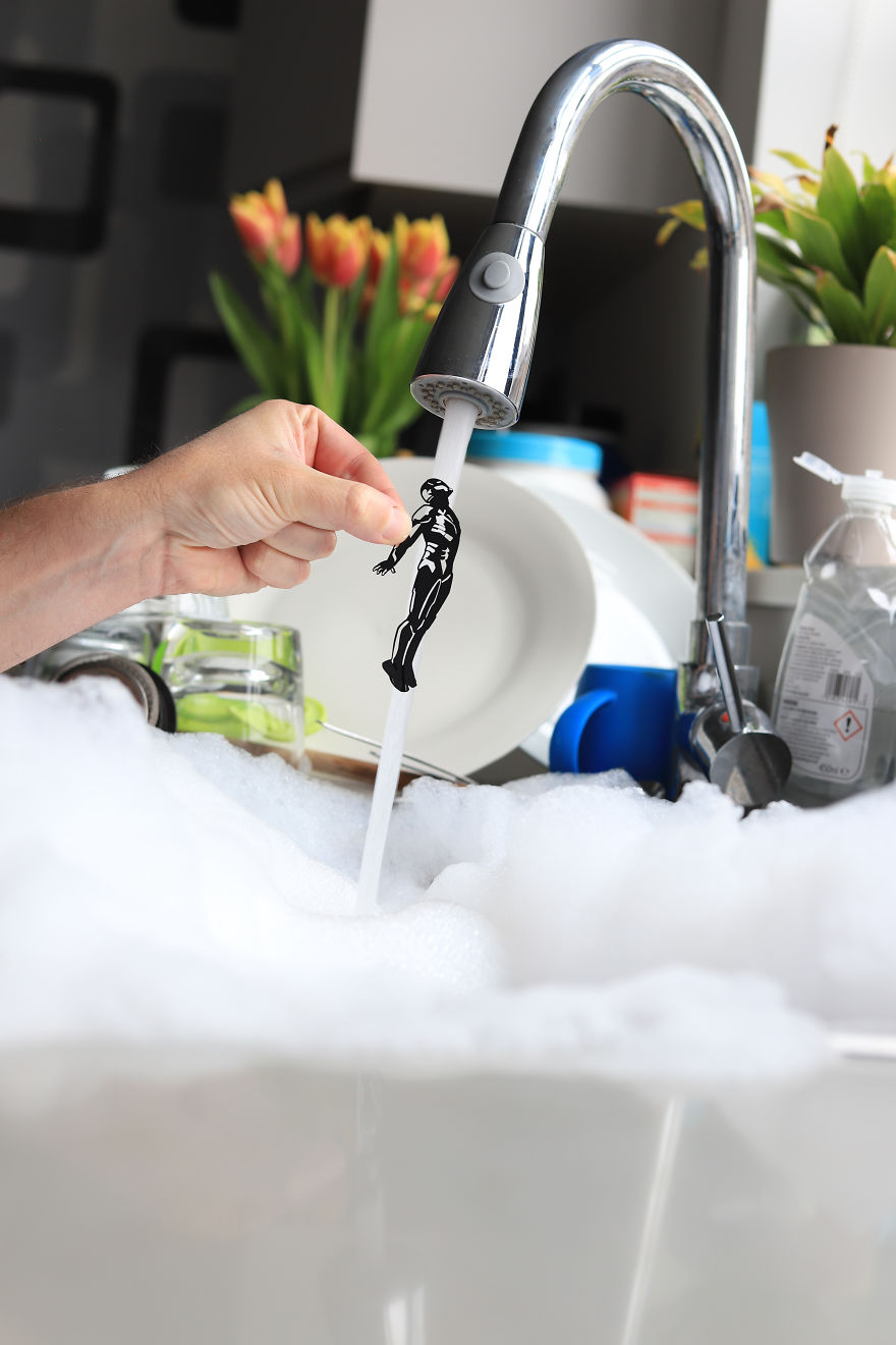 Iron Man Avoiding The Washing-Up