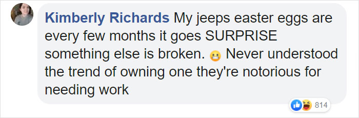 Facebook comment about jeep easter egg Facebook comment about jeep easter egg