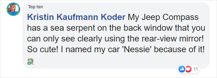 Facebook comment about jeep easter egg Facebook comment about jeep easter egg
