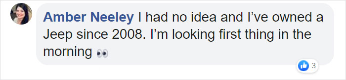 Facebook comment about jeep easter egg Facebook comment about jeep easter egg