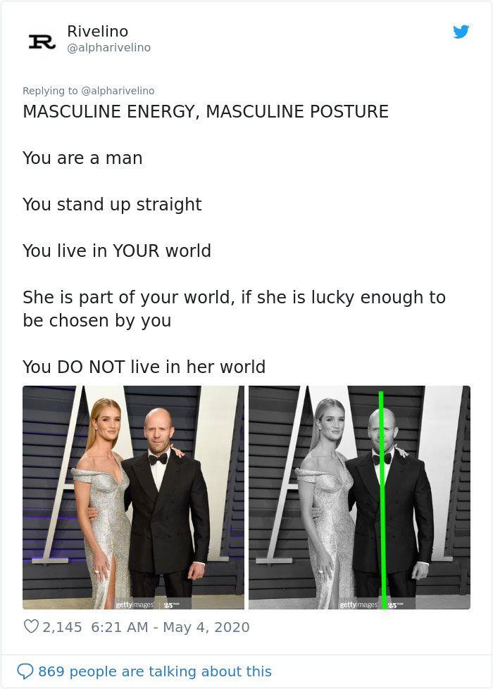 Twitter User Tells Males To Not Lean Into Their GFs Because It Makes Them Look Weak, Gets Called Out Twitter User Tells Males To Not Lean Into Their GFs Because It Makes Them Look Weak, Gets Called Out