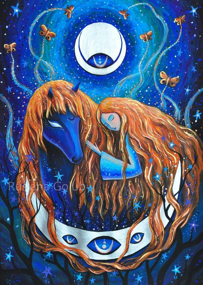 Moon, Stars, Horses, Redhead Maidens And Magical Creatures In Ruslana Golub's Artworks Moon, Stars, Horses, Redhead Maidens And Magical Creatures In Ruslana Golub's Artworks