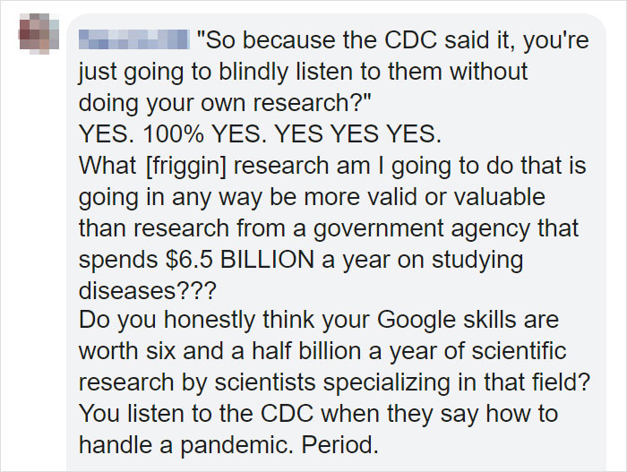 Person Mocks People For Listening To CDC's Advice On Masks, Gets Ridiculed In This Perfect Response