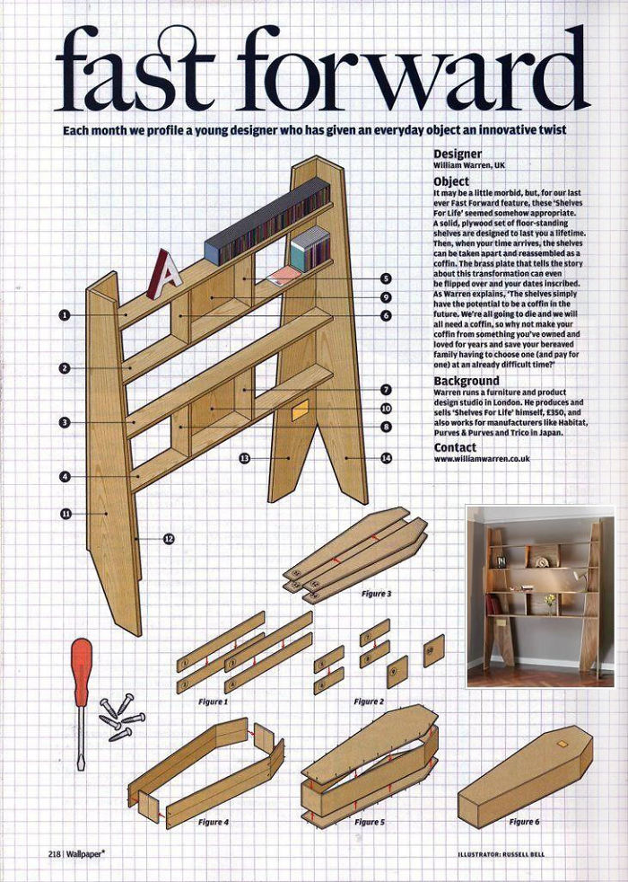 Eco-Responsible Furniture: This Bookshelf Can Be Reassembled Into A Coffin After The Owner's Death Eco-Responsible Furniture: This Bookshelf Can Be Reassembled Into A Coffin After The Owner's Death