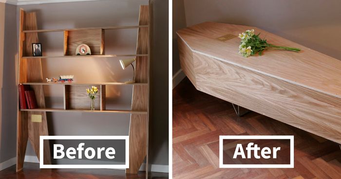 Eco-Responsible Furniture: This Bookshelf Can Be Reassembled Into A Coffin After The Owner’s Death